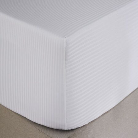 MONARCH 500 THREAD EGYPTIAN SATEEN STRIPE FITTED SHEETS